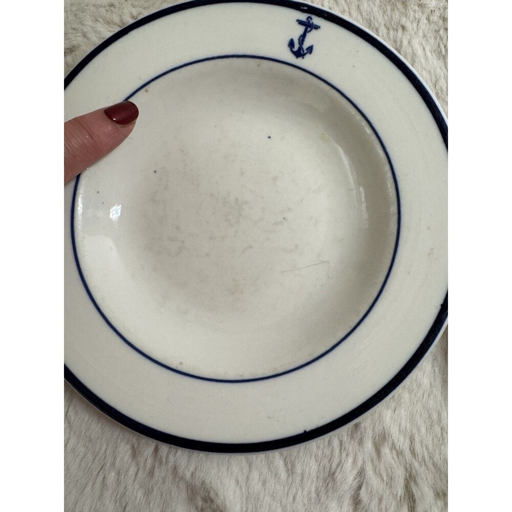 Vintage US Navy Anchor Pattern 7” Bowl Shenango China Blue White